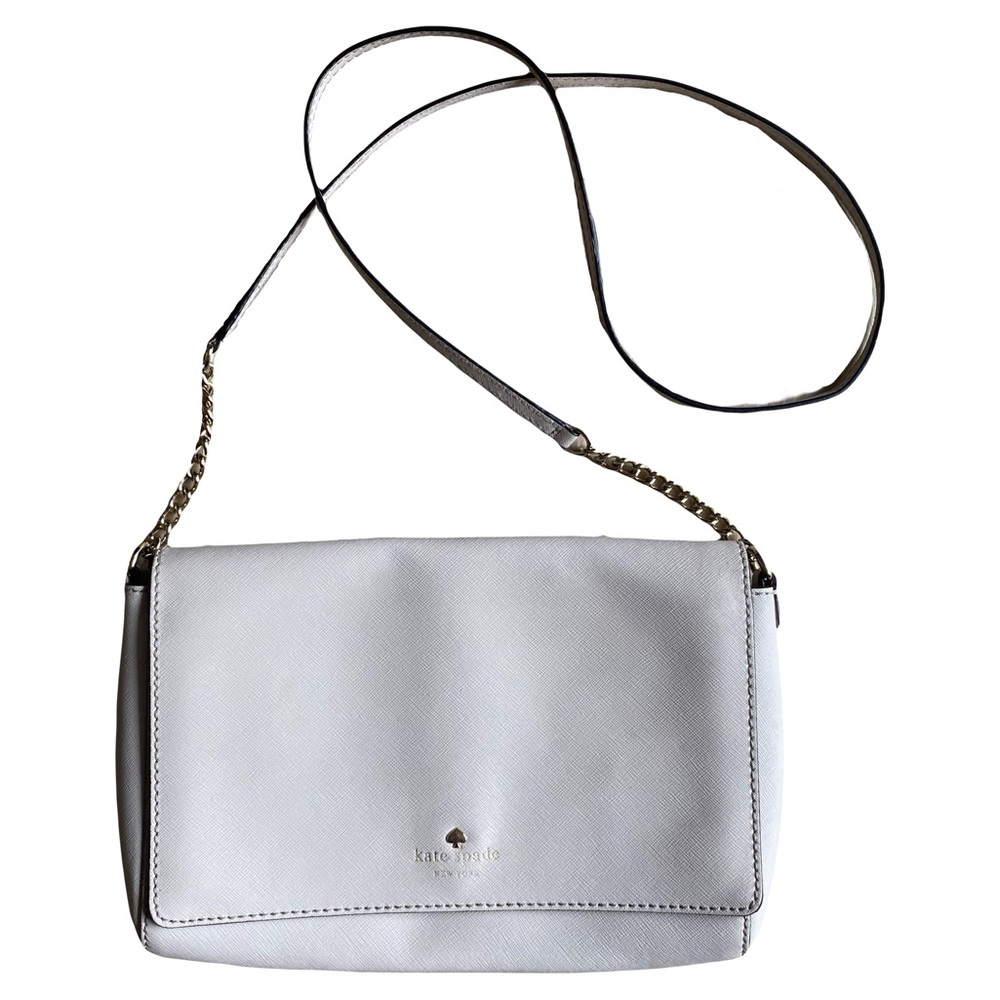 Kate Spade Pumice Leather Charlotte Cream White Classic Shoulder Bag Crossbody